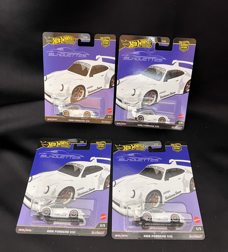 4x Hot Wheels Premium Car Culture Porsche Silhouettes RWB 930 White VHTF Set