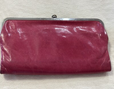 Hobo Womens Clutch Purse Wallet Magenta Leather Magnetic Bifold