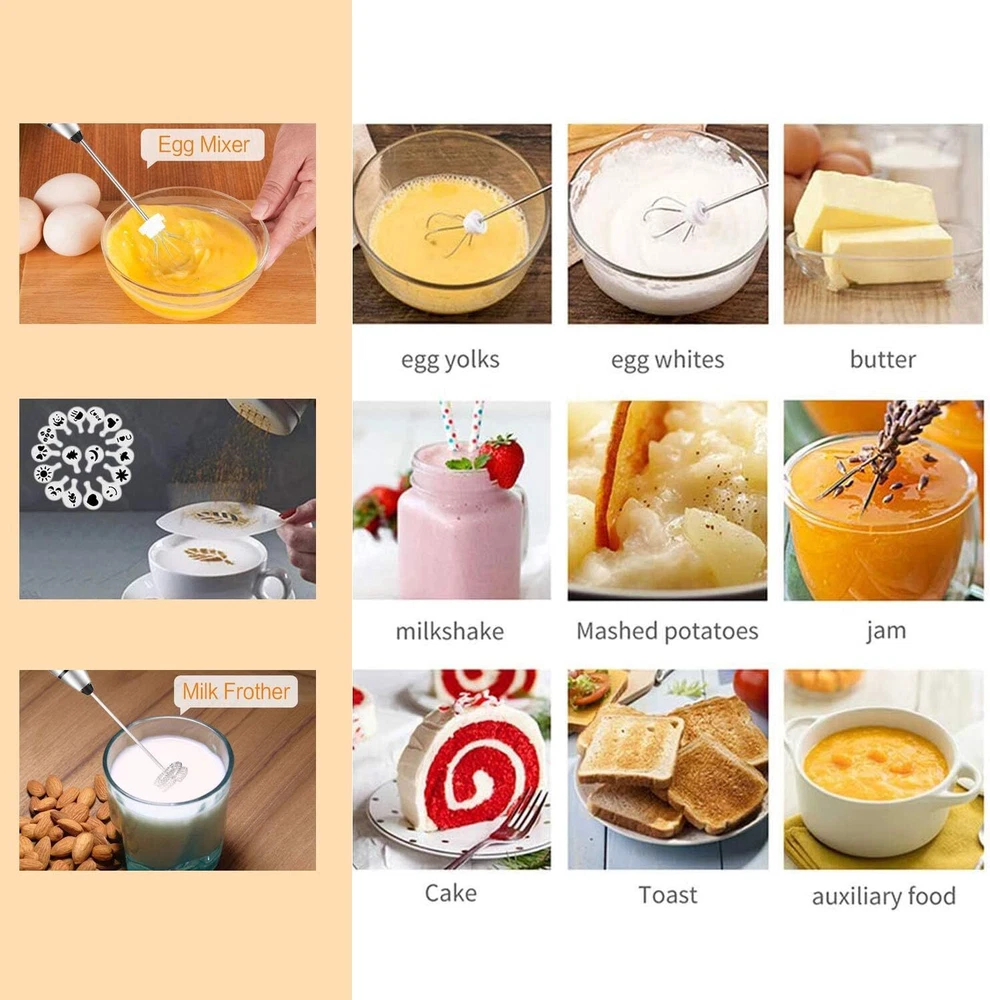 Milk Frother Handheld, Gbivbe Rechargeable Whisk Drink Mixer for Sliver