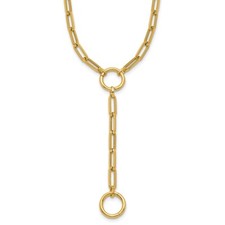 14k Yellow Gold Paperclip Link Y-drop Necklace 18" 8.54g for Mom