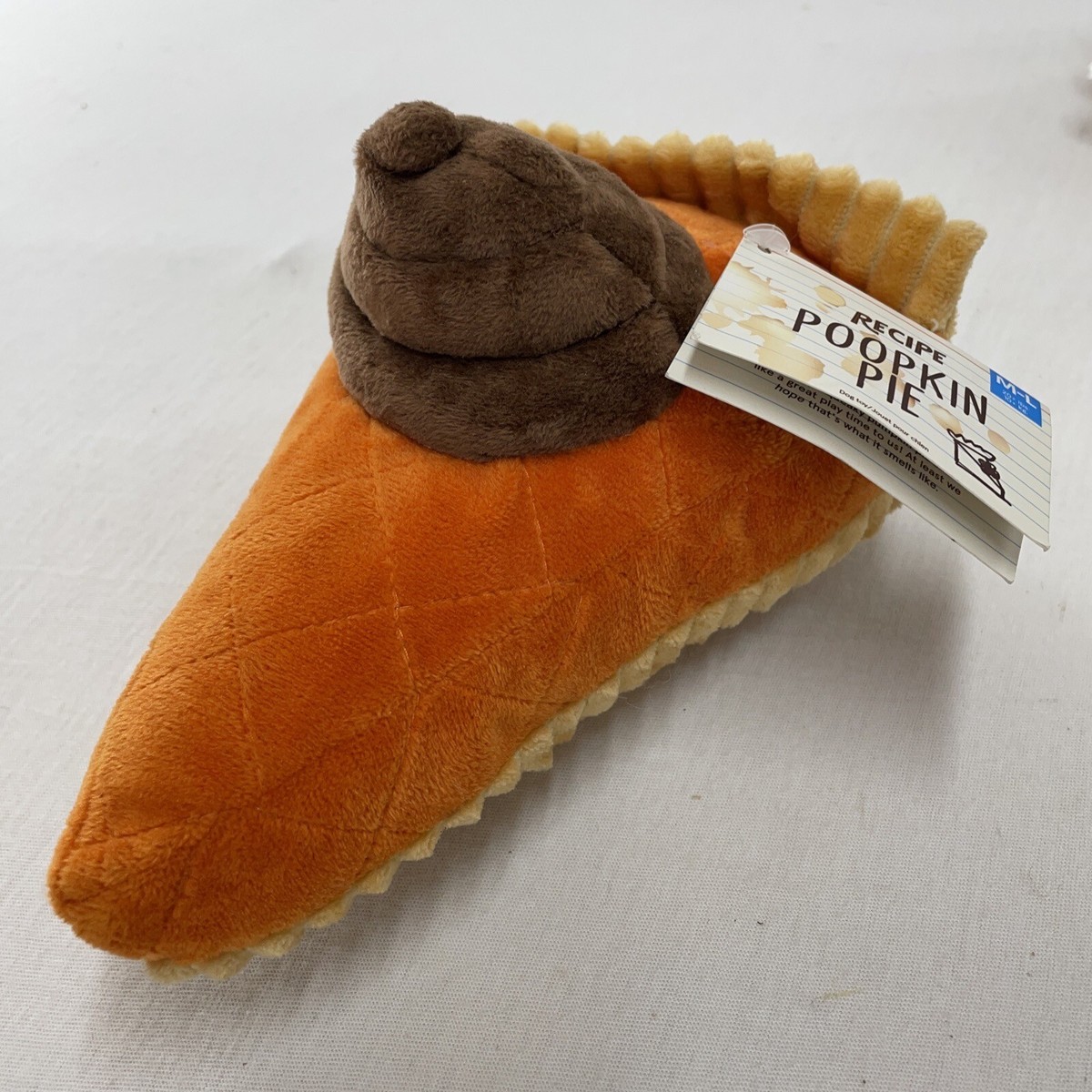 Bark Box Poopkin Pie Dog Toy Pumpkin M-L 20+lbs Plush Squeaky