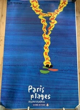Affiche roulée originale  « PARIS Plages 2010 »  Michel QUAREZ -115x175cm- Neuve