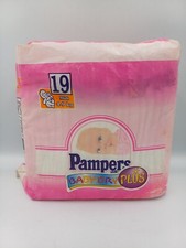 Vtg Pampers Baby-Dry Phases Girl 19 Plastic Diapers Sz Mini 4-9Kg, 9-20 lbs, New