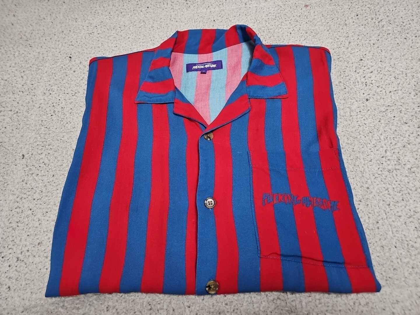 F*cking Awesome FA BRAIN FUNCTION Button Striped … - image 1