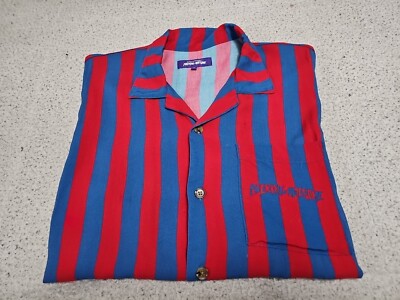 F*cking Awesome FA BRAIN FUNCTION Button Striped DILL ART Short Sleeve Shirt M