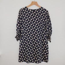 Mango Dress Size XS 6 8 10 Polka Dot Navy Blue White Oversized Spring Occasion 