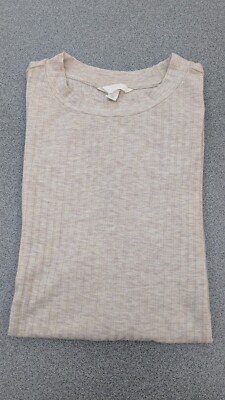 H & M Damen Feinstrick Pulli Kurzarm beige leger Gr. S