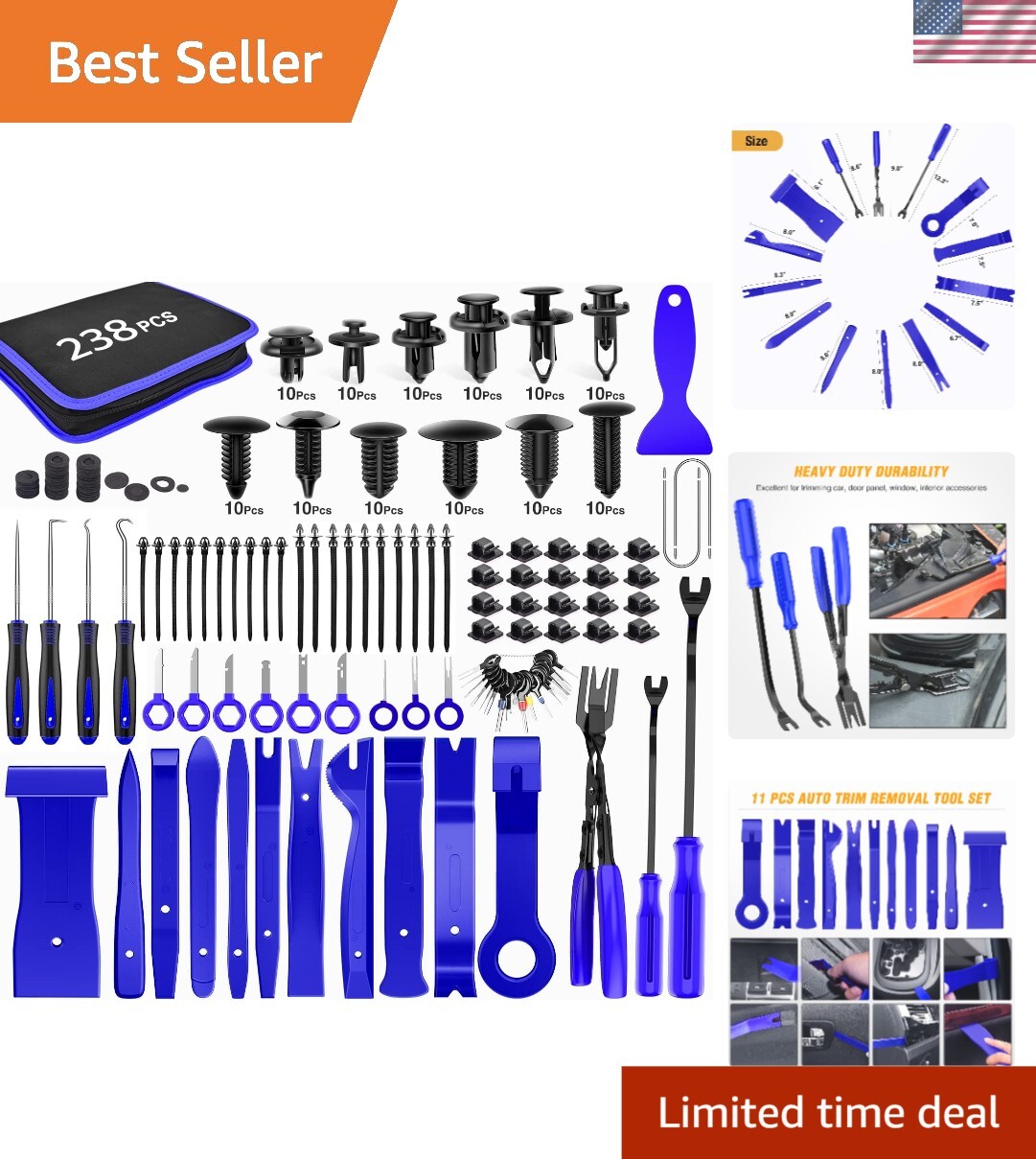 Multi-Functional 238Pcs Car Panel Removal Tools for Easy Clip Installation
