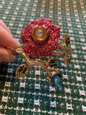 Betsey Johnson Pink Rose Floral Branch Crystal Rhinestone  display picture 1