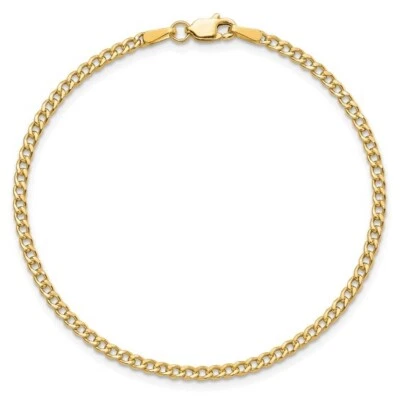 10K massives Gold 2,2 mm Kubanische Kette Glieder Fußkettchen Armband 9 Zoll lang - GA20 - Bild 1 von 4