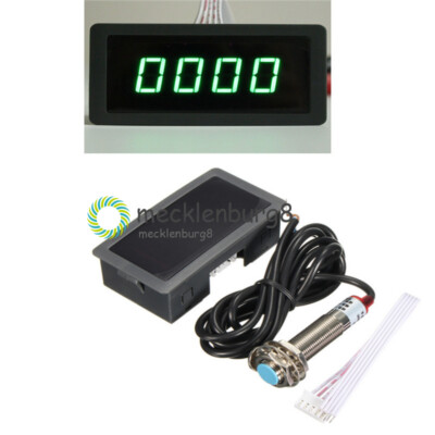 NEW Green LED Tachometer Tach RPM Speed Meter With Hall Proximity Switch Sensor