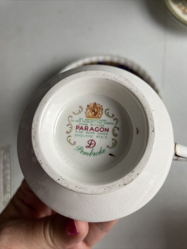 Paragon Pembroke D Bone China BLU e ORO set piattini tazza da tè vintage - Foto 4 di 7