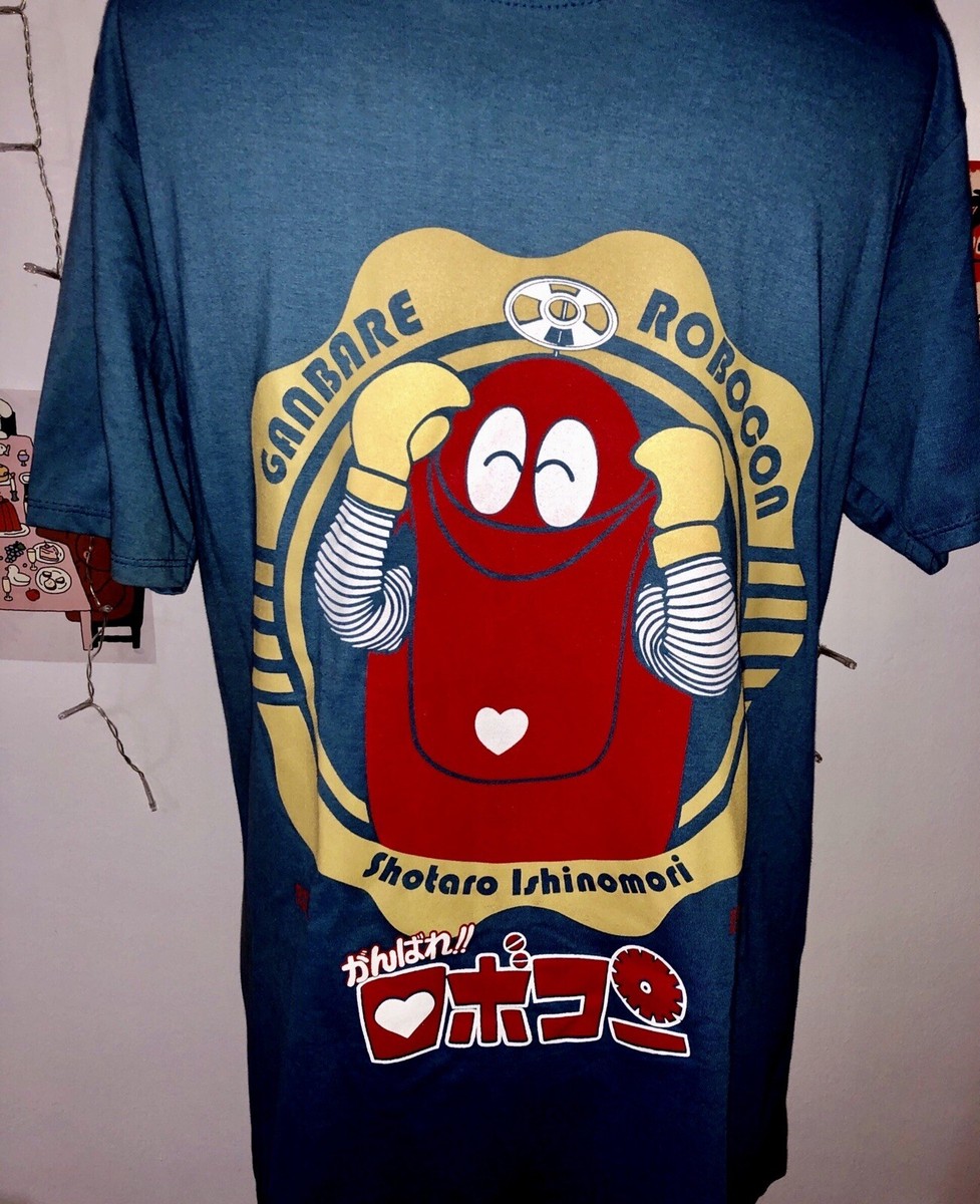 Vintage Print GANBARE!! ROBOCON Japan T-shirt Blue (M) Robot