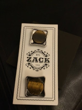 Zack Square Silver and Round Brown Stone Cufflinks