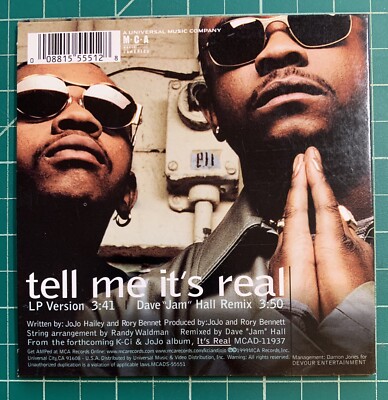 Tell Me It's Real [CD #1] [Single] by K-Ci & JoJo (CD, 1999, MCA