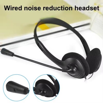 Headset Headphones Wired with Microphone MIC for Call PC Computer Laptop