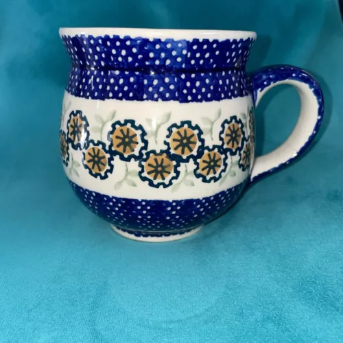 Polish Pottery Boleslawiec Coffee Bubble Mug 16 Ounce Preowned