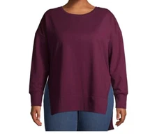 Terra & Sky Women's Plus Size French Terry Sweat Shirt size 0X Purple Crew Neck 
