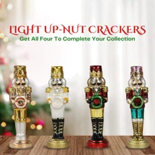 SINT Glass Lightup Nutcracker Figurine for Christmas Decor White