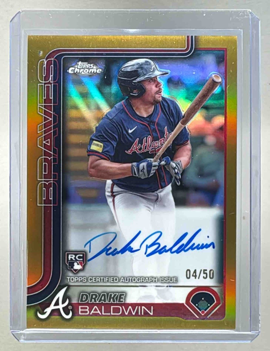 Drake Baldwin 2025 Topps Chrome #RA-DBA Gold Refractor Rookie Auto RC 4/50