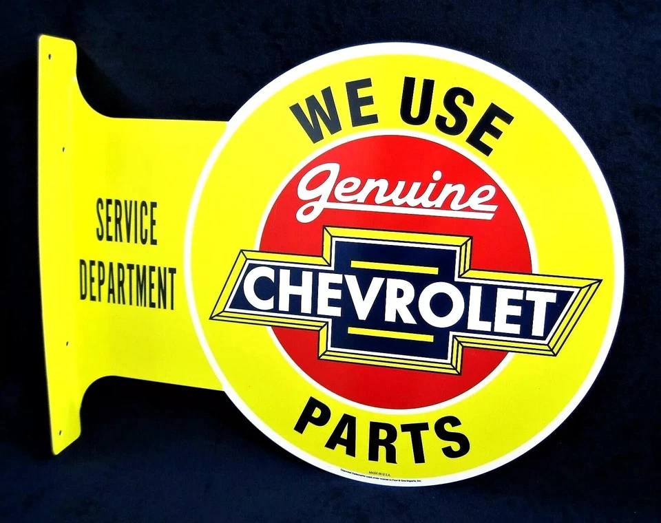 Chevy Parts Large Flange Yellow Metal Sign | Garage, Bar, Decor | Free Shipping - Image 4 of 4