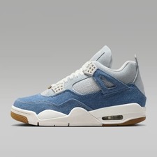 New Nike Women's Air Jordan 4 Retro Shoes - One Blue (IB6716-100)