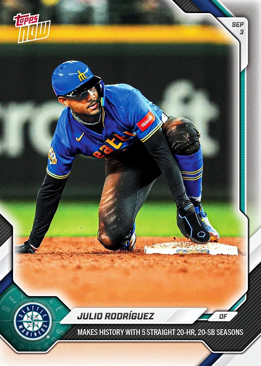 Julio Rodriguez 5th Straight 20/20- 2026 MLB Topps NOW - Card 631 Presale
