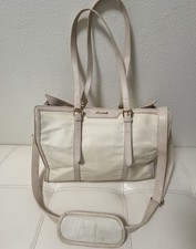 LOVEVOOK Laptop Tote Bag for Women  Large Capacity Work Bag Cream Canvas