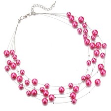 Layered Pearl Necklace Multi-strand Pearl Choker Necklaces for Women Beaded jewe