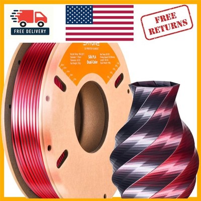 Silk Dual Color 3D Printer Filament - 250g 1.75mm, Black Red for Flawless Prints