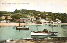 1925 postcard small craft at LYME REGIS from Cobb Wall Dorset