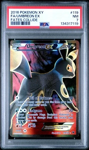 2016 POKEMON XY FATES COLLIDE #119 FULL ART/UMBREON EX PSA 7