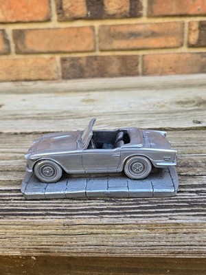 Vintage Metal Triumph TR250 Car and Base 4.5'' Top Down with Bonnet Stripe