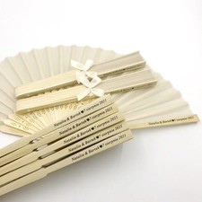 Personalized Folding Silk Fans Custom Name Date Wedding Party Favors Pack