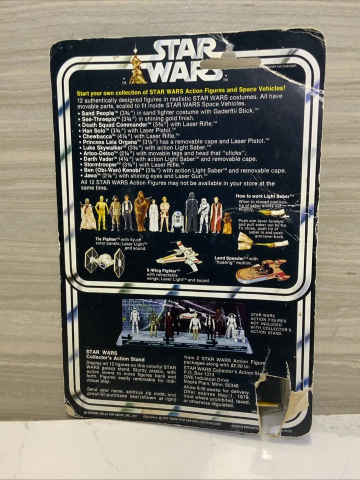 1977 Original Vintage Kenner Star Wars Darth Vader 12 back figure 38230 - Image 2 of 4