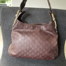 Gucci Guccissima Horsebit Hobo Bag Braun Lede...