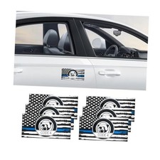 Thin Line Code 4 Car Sticker, 6PCS Waterproof Reflective American Flag Police