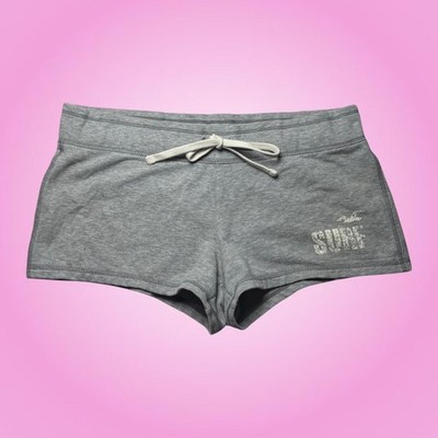 Y2K Low Rise Hollister Gray  Surf  Glitter Logo Mini Booty Shorts