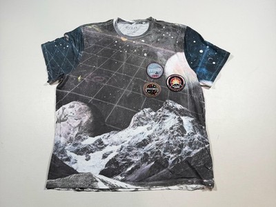 Guess Shirt Mens XL Multicolor Space Galaxy Graphic Patches Voyager Squad Tee