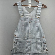 1950s COWDEN Hickory Striped Railroad Denim Overalls Carpenter Bib 34x27 VTG 50s