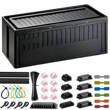 Cable Box - 142Pcs Management Kit, Medium Cord Hider Medium, Black