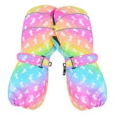 Kids Gloves Winter Toddler Mittens Girls Snow Medium  5-9Year  Rainbow Unicorn