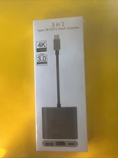 3 IN 1 TYPE C 4K HDTV MULTI-ADAPTER USB 3.0 TYPE C TO HDMI Black/Silver