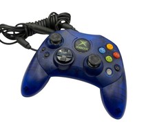 Original Microsoft Xbox Controller S Blue Translucent Wired Official Microsoft