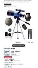 Telescope for Adults Kids, 70mm Aperture 15X-150X Portable Refractor Telesco