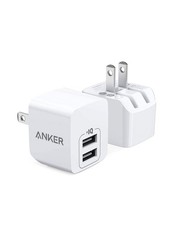 Anker 2-Pack Dual Port 12W USB A Charger Block with Foldable Plug, Charging Box