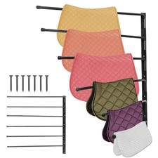 Saddle Pad Rack, Wall Mounted 180 Degree Swing Saddle Blanket Holder, 6 Bar S...