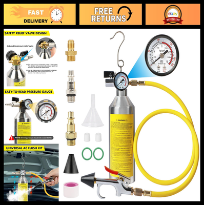 #ad AC Flush Kit for Auto amp; Home Air Conditioning Cleaning Tool Set Pressure Gaug $47.99