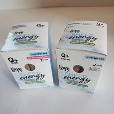 (LOT Of 2)L'eggs Sheer Energy Compression Tights, Size Q+, Color Suntan & Nude