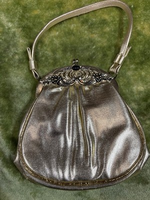 Vintage After Five Metallic Gold Evening Bag Kiss Lock PurseRetro Formal Handbag